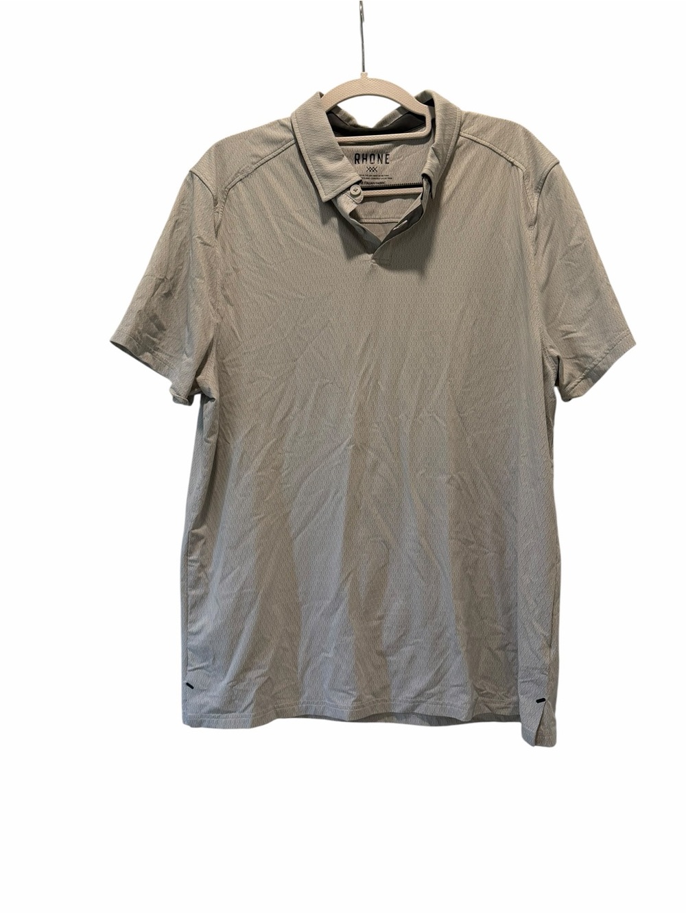 RHONE Men's Short Sleeve Polo in Light Taupe